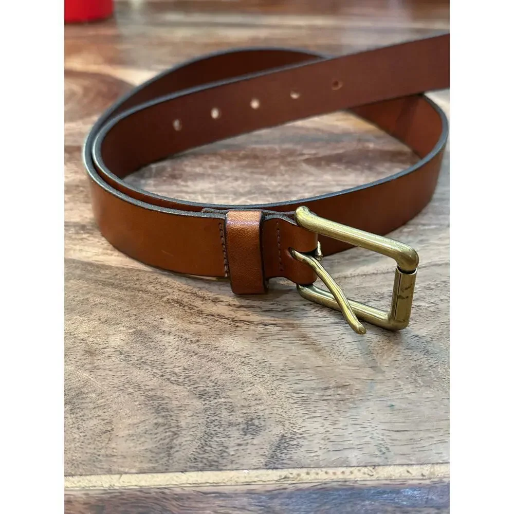 Gap Men's Brown Smooth Leather Metal Buckle Belt Size 36